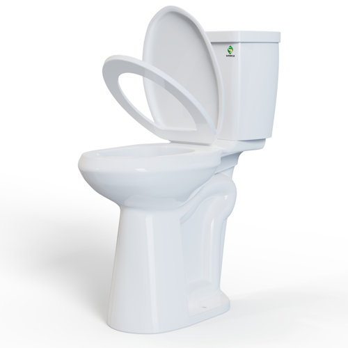 SUPERFLO Elongated Two piece Toilet With Extra Tall Bowl, Powerful 1.28GPF Single Flush, Toilets